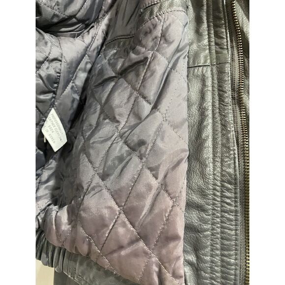 SADDLERY Cooper Collection Leather Jacket Men Sz 38 Grey Side Pocket Elastic Hem - Picture 14 of 16